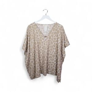 MICHAEL Michael Kors Giraffe Print V-neck Kimono Style Pullover Top - Size L/XL